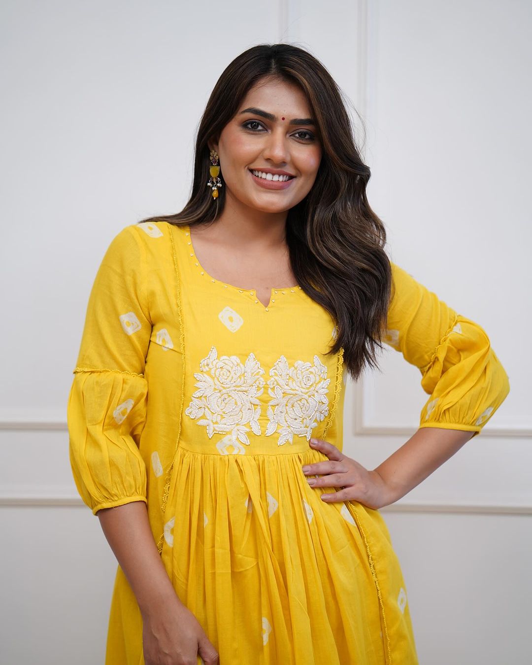 Yellow embroidered kurta set