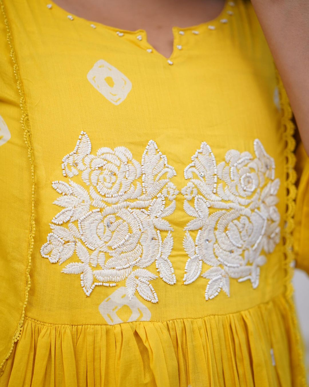 Yellow embroidered kurta set