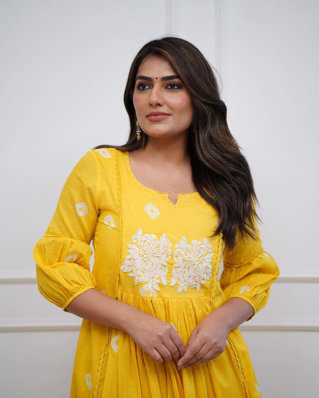 Yellow embroidered kurta set