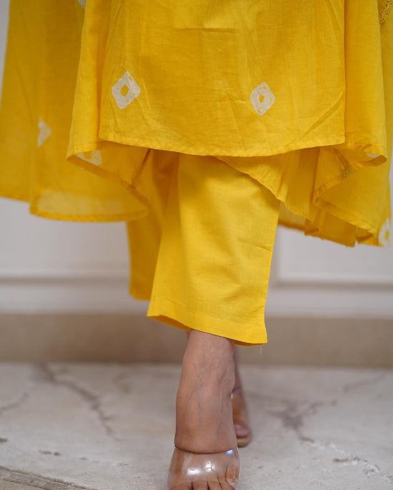 Yellow embroidered kurta set