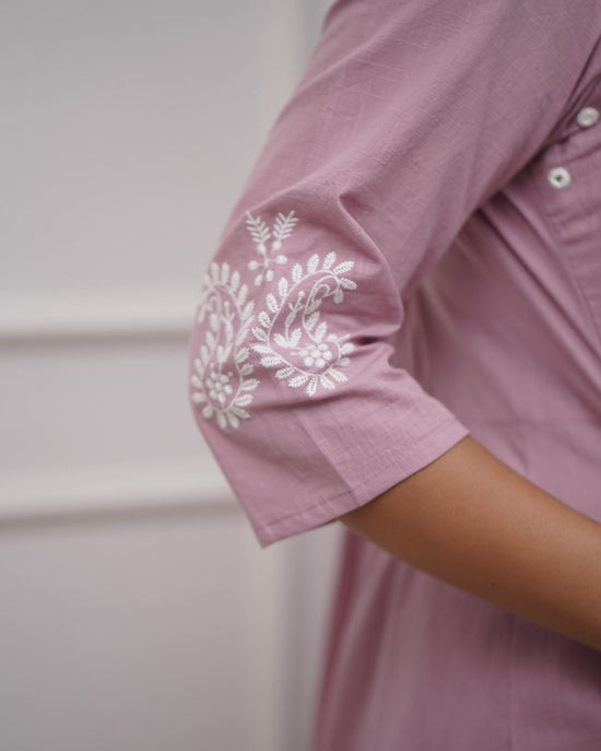 Elegant Dusted Pink flared Cotton Palazzo Set