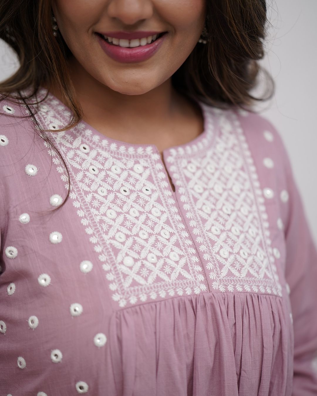 Elegant Dusted Pink flared Cotton Palazzo Set