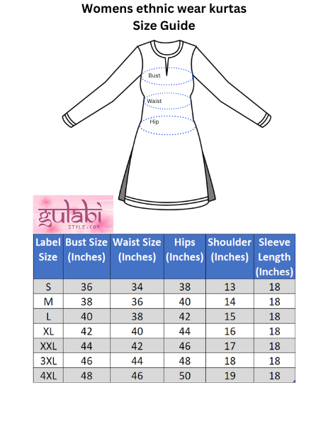 Embroidered 3/4 Sleeve Blue Color Viscose Rayon Kurti