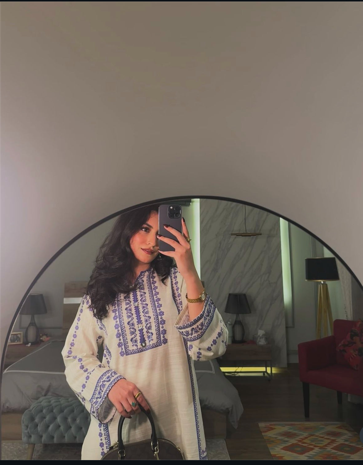 Pakistani Parsi sleeves work suit