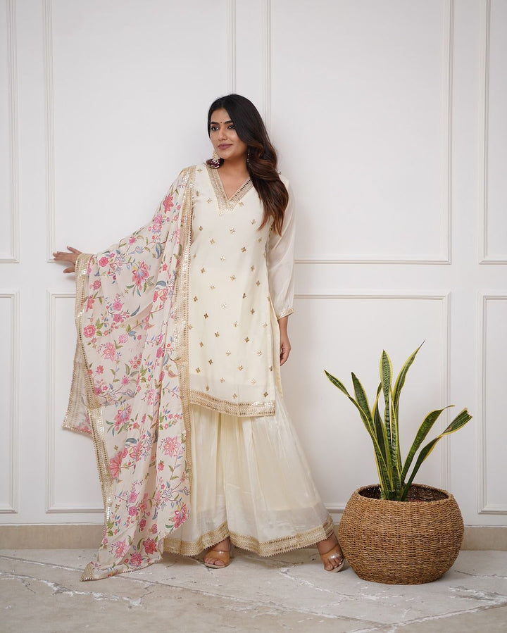 Crepe silk Sharara set